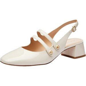 Coach Winley Mary Jane Slingback Pumps Women's Size 11 Chalk Patent Leather